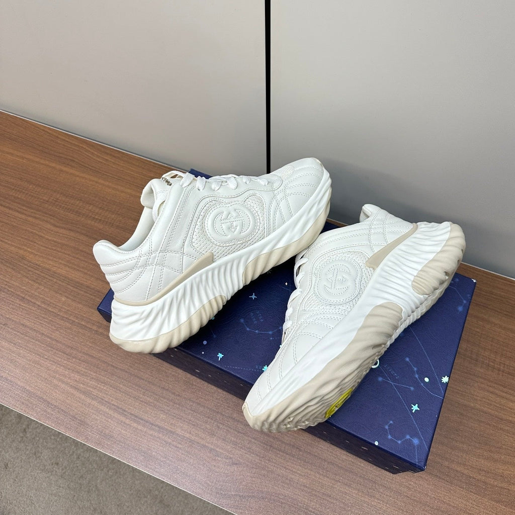 GUCCI Ripple Leather Sneakers White