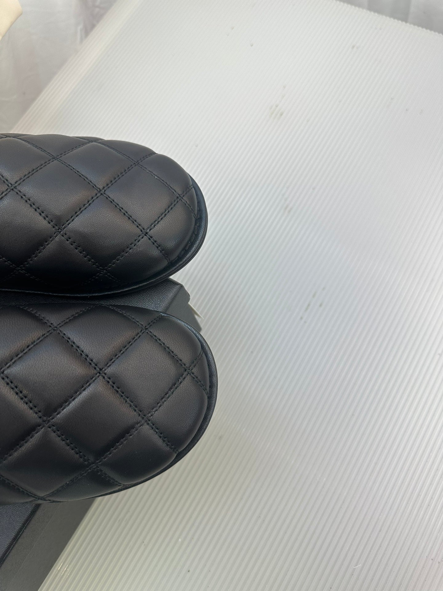CHANEL Black Lambskin Gold Chain Mules