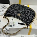 CHANEL HOBO BAG 23 IN BLACK MIX WHITE TWEED GOLD HARDWARE