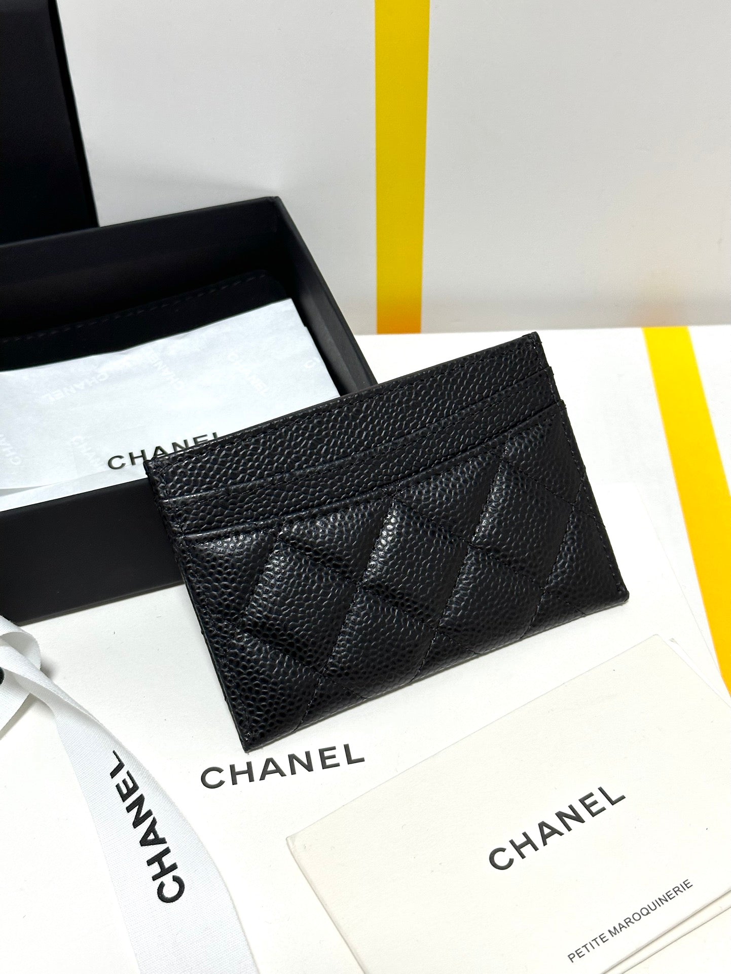 CHANEL QUILTED CLASSIC CARD HOLDER 11 IN BLACK CAVIAR SKIN