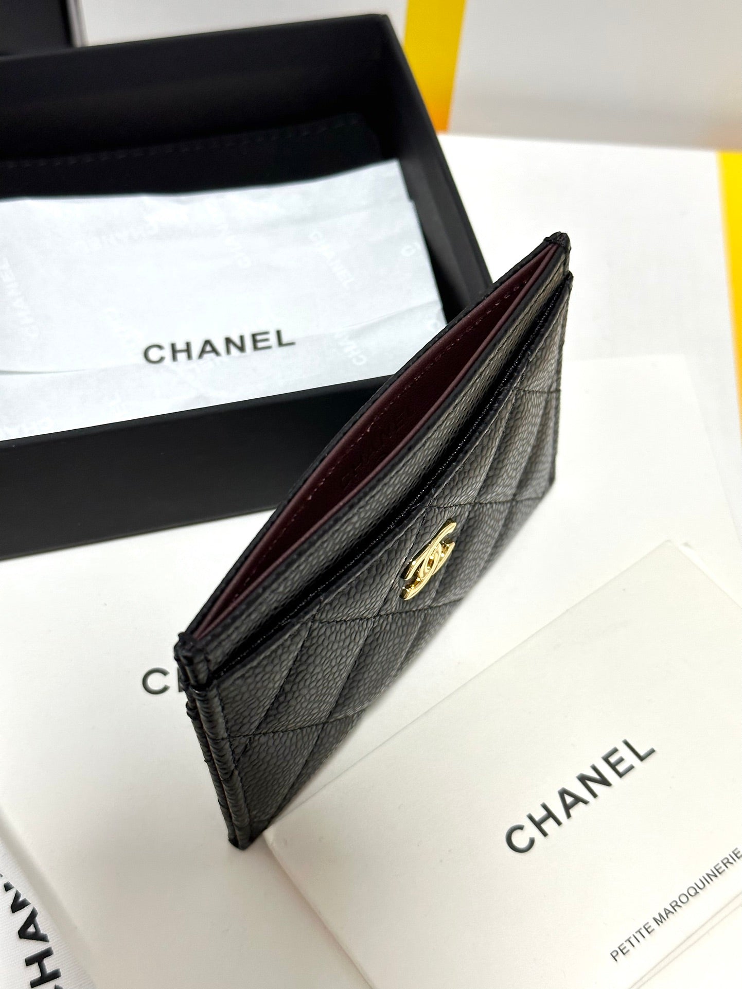 CHANEL QUILTED CLASSIC CARD HOLDER 11 IN BLACK CAVIAR SKIN