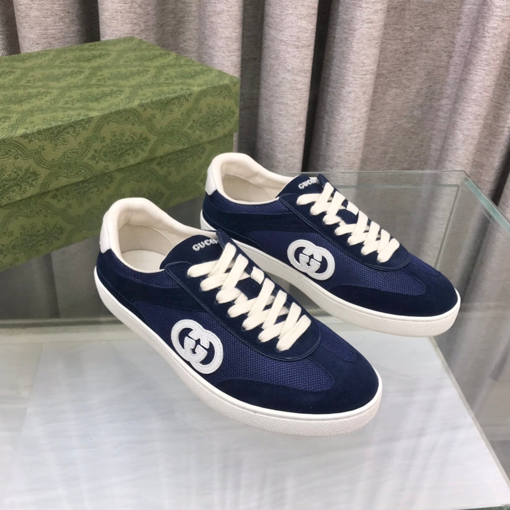 GUCCI INTERLOCKING G SNEAKER DENIM BLUE SUEDE