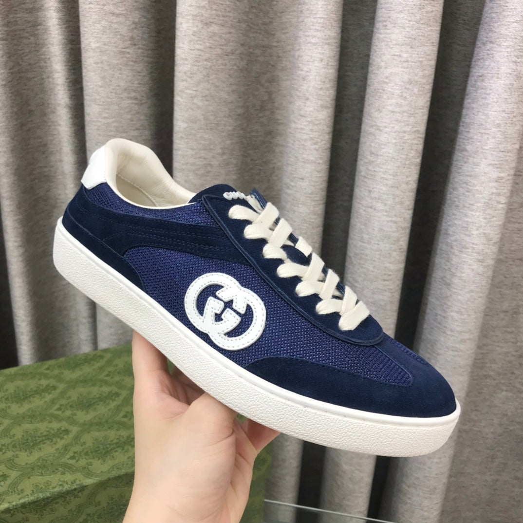 GUCCI INTERLOCKING G SNEAKER DENIM BLUE SUEDE