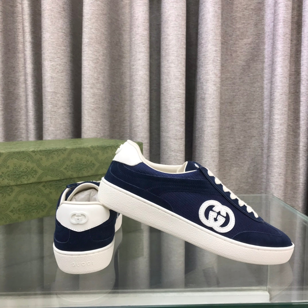 GUCCI INTERLOCKING G SNEAKER DENIM BLUE SUEDE