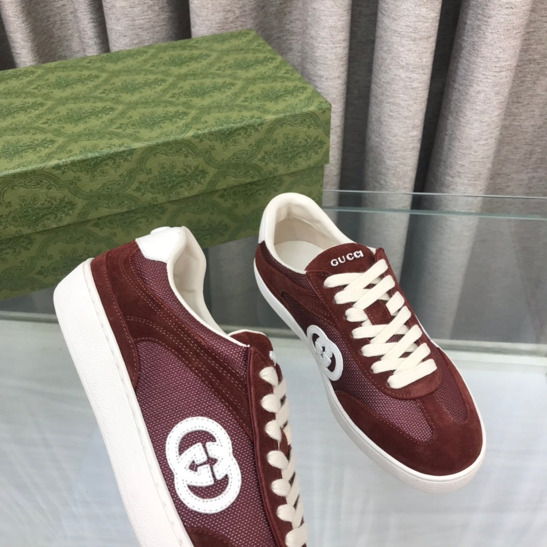 GUCCI INTERLOCKING G SNEAKER WINE SUEDE