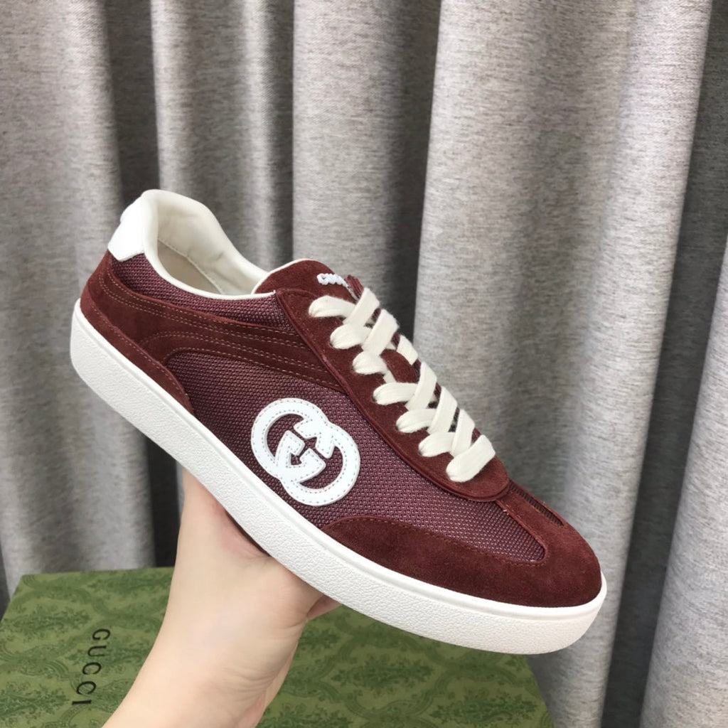 GUCCI INTERLOCKING G SNEAKER WINE SUEDE