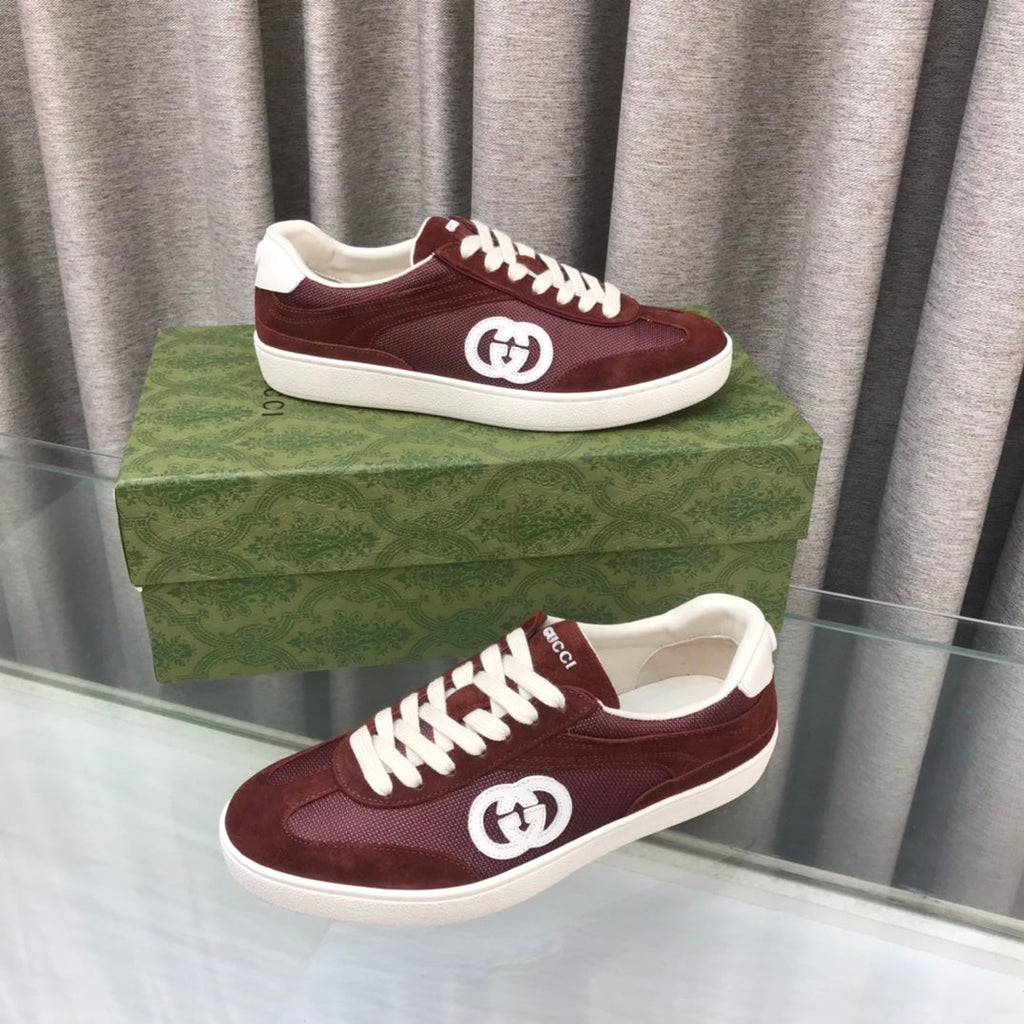 GUCCI INTERLOCKING G SNEAKER WINE SUEDE