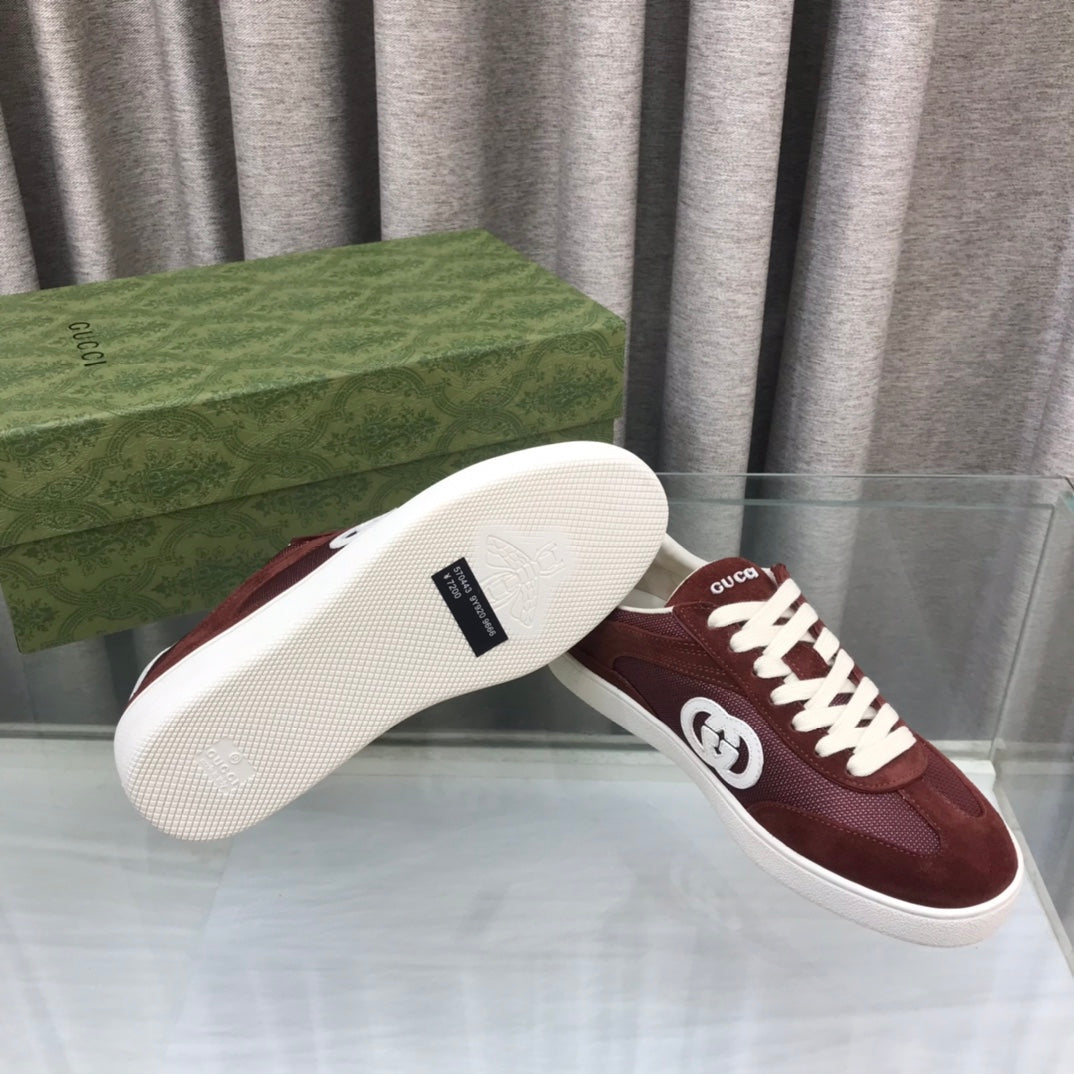GUCCI INTERLOCKING G SNEAKER WINE SUEDE