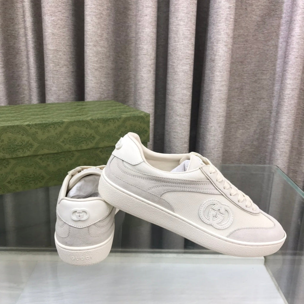 GUCCI INTERLOCKING G SNEAKER LIGHT GRAY SUEDE