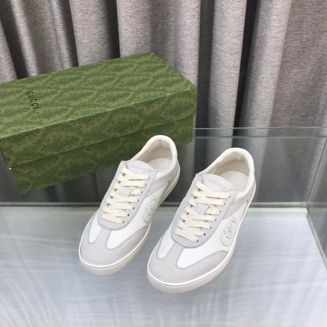 GUCCI INTERLOCKING G SNEAKER LIGHT GRAY SUEDE