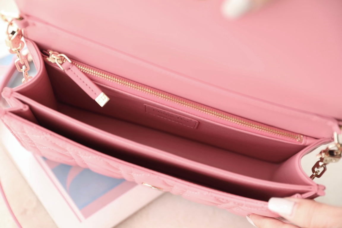 DIOR MINI 24 TOP-HANDLE LIGHT PINK LAMBSKIN