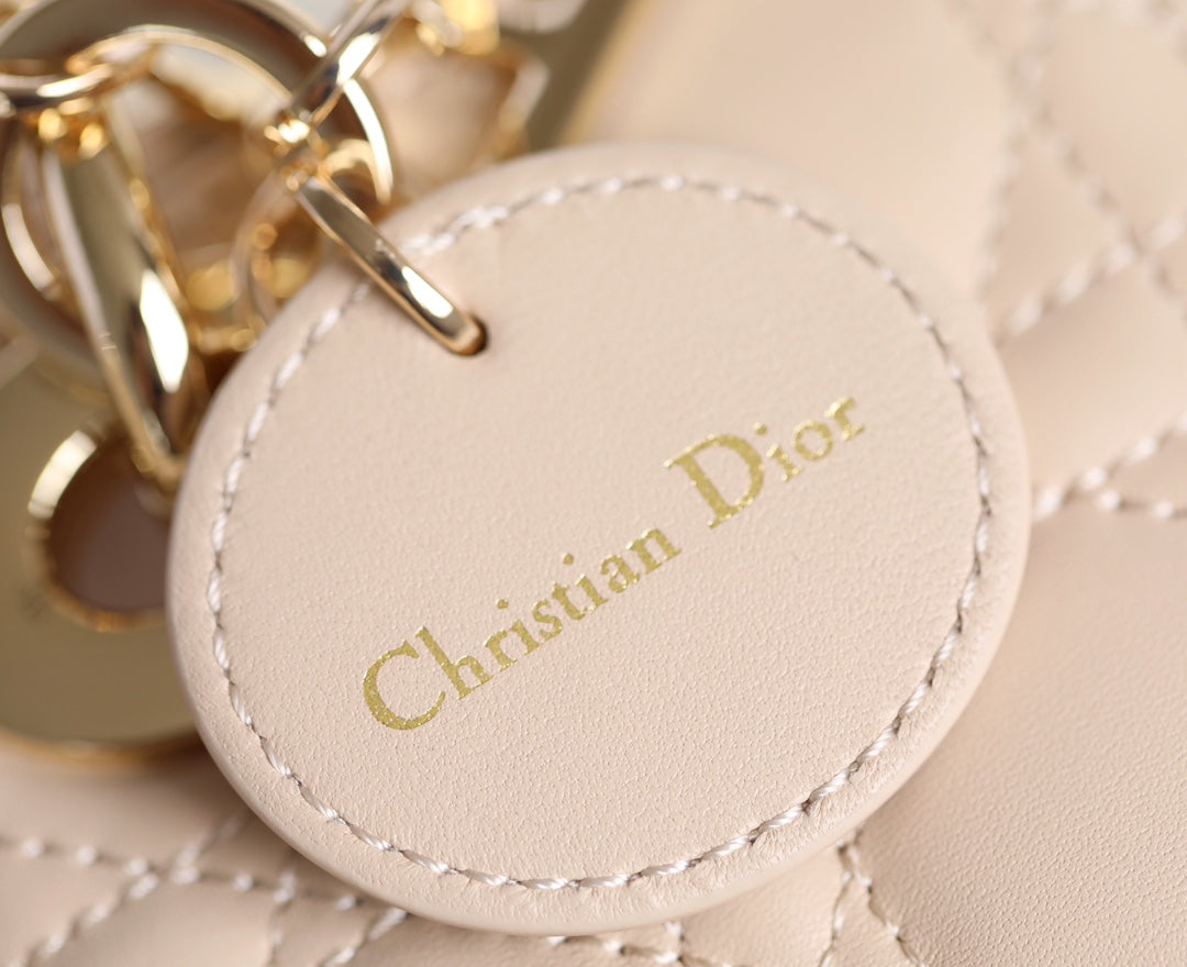 DIOR SMALL LADY D-JOY 22 IN LIGHT PINK LAMBSKIN