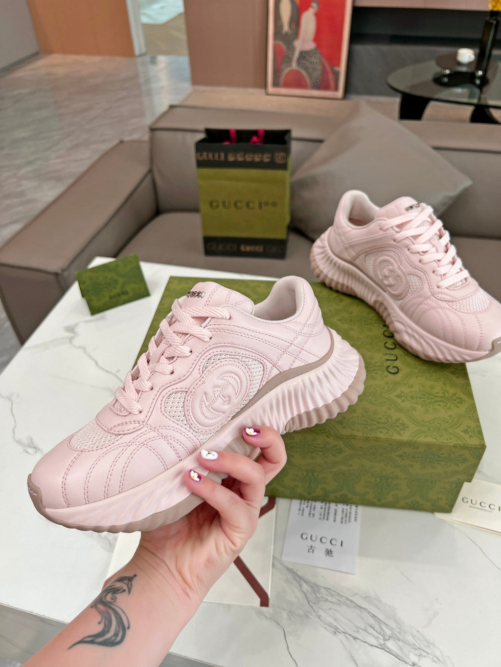 GUCCI RIPPLE TRAINER LIGHT PASTEL PINK LAMBSKIN