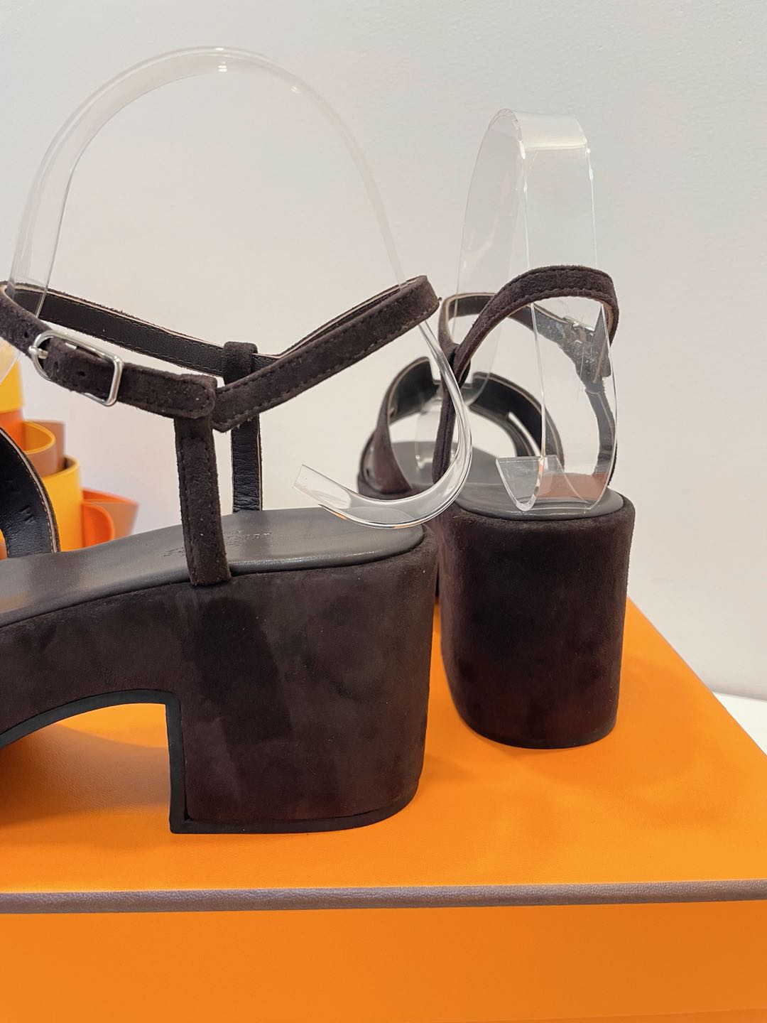 HERMES JAM 30 SANDAL IN CAROB BROWN SUEDE