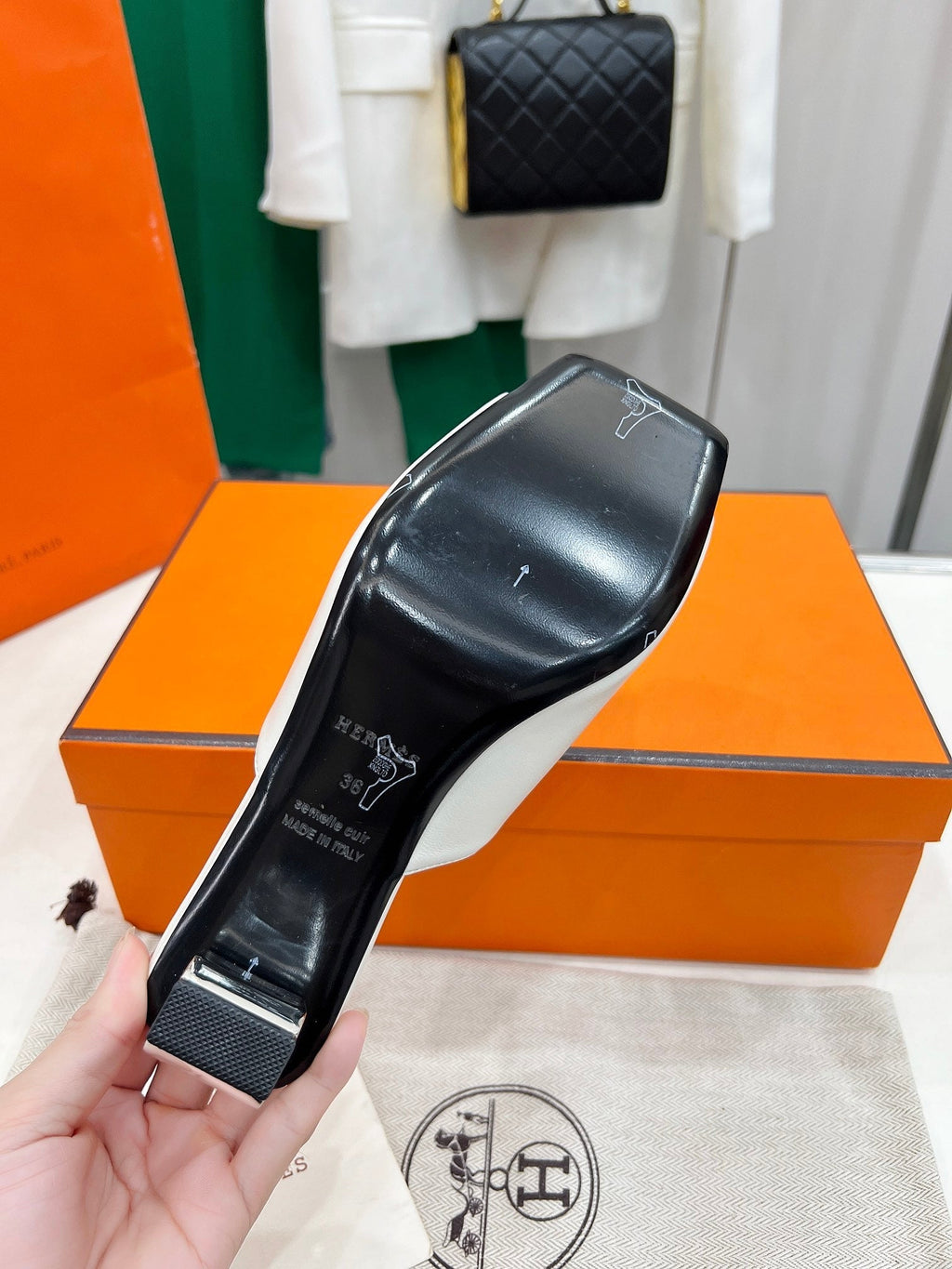 HERMES ICONIQUE 60 SANDAL IN WHITE CALFSKIN