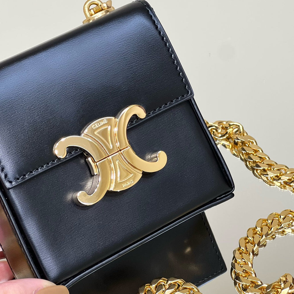 CELINE BOX TRIOMPHE 10 BLACK SHINY CALFSKIN