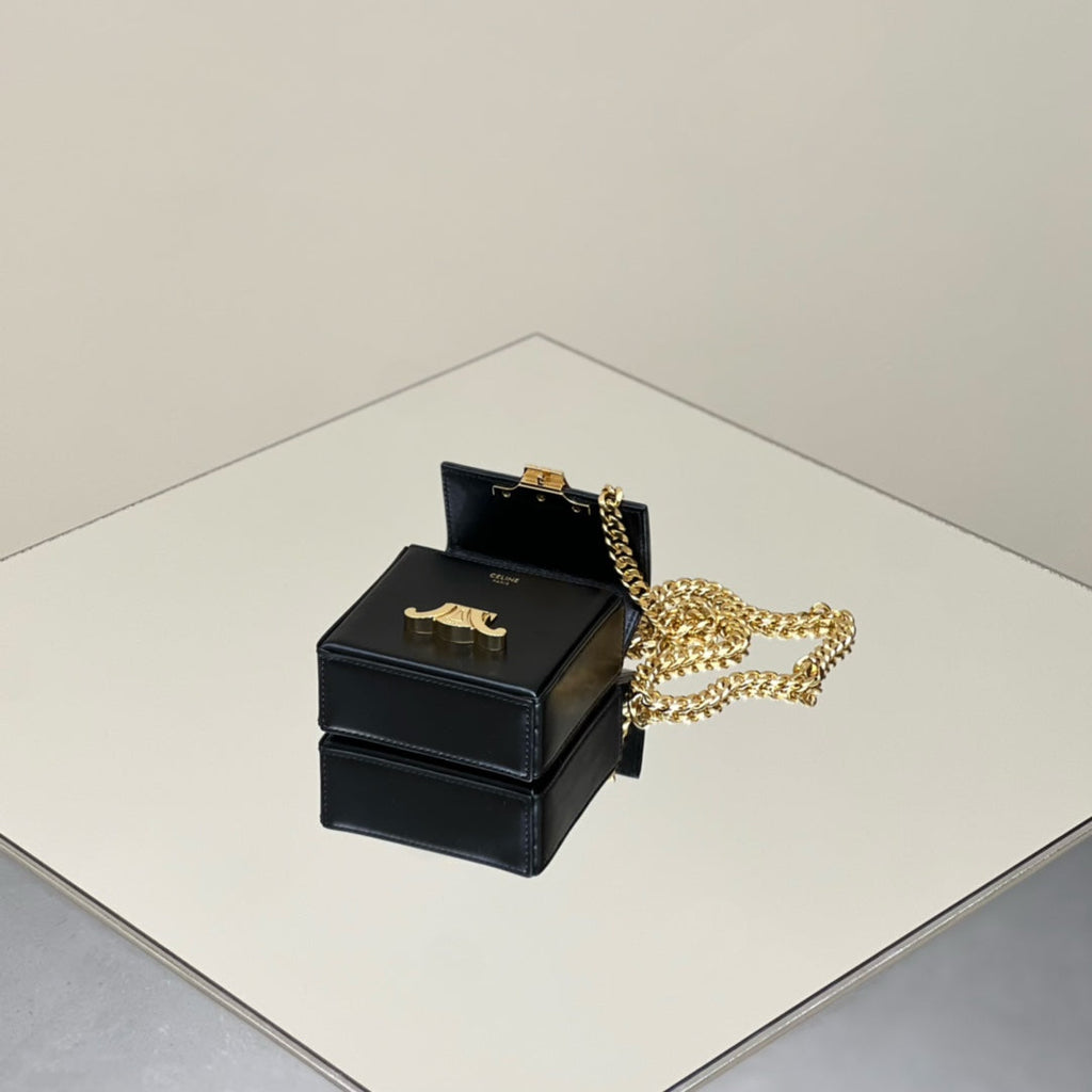 CELINE BOX TRIOMPHE 10 BLACK SHINY CALFSKIN