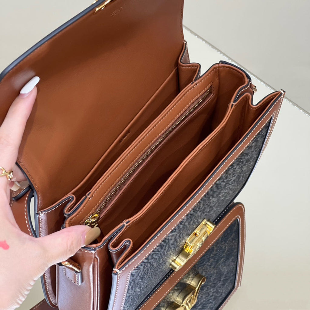CELINE CLASSIQUE TRIOMPHE 22 CALFSKIN BLACK BROWN