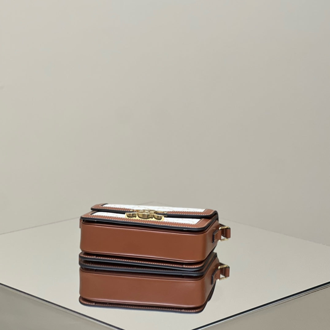 CELINE CLASSIQUE TRIOMPHE 22 CALFSKIN WHITE BROWN