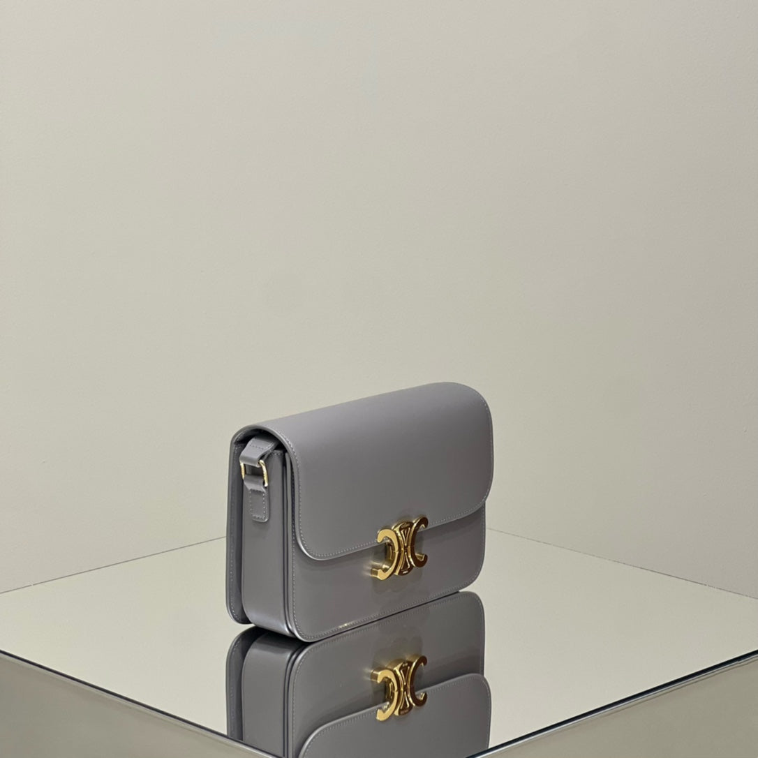 CELINE MINI CLAUDE 22 SHINY CALFSKIN SILVER