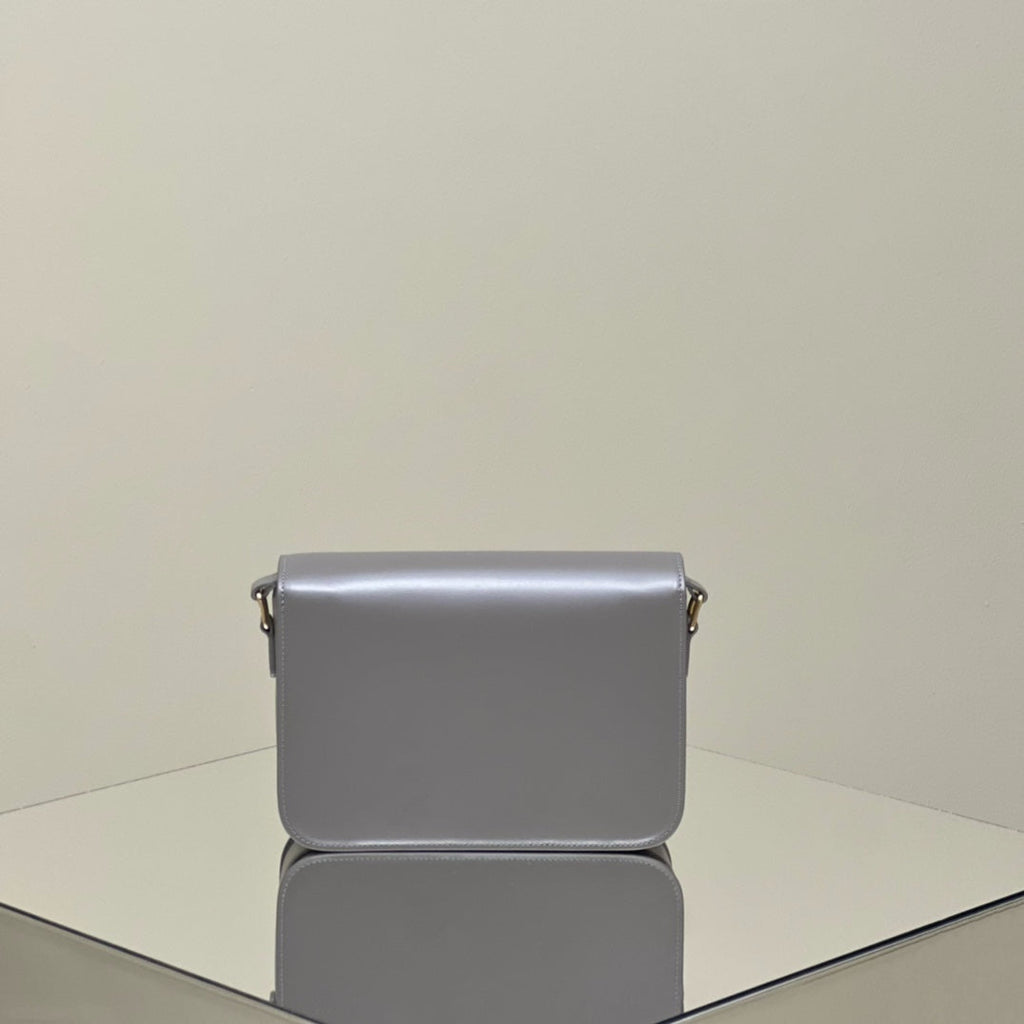 CELINE MINI CLAUDE 22 SHINY CALFSKIN SILVER