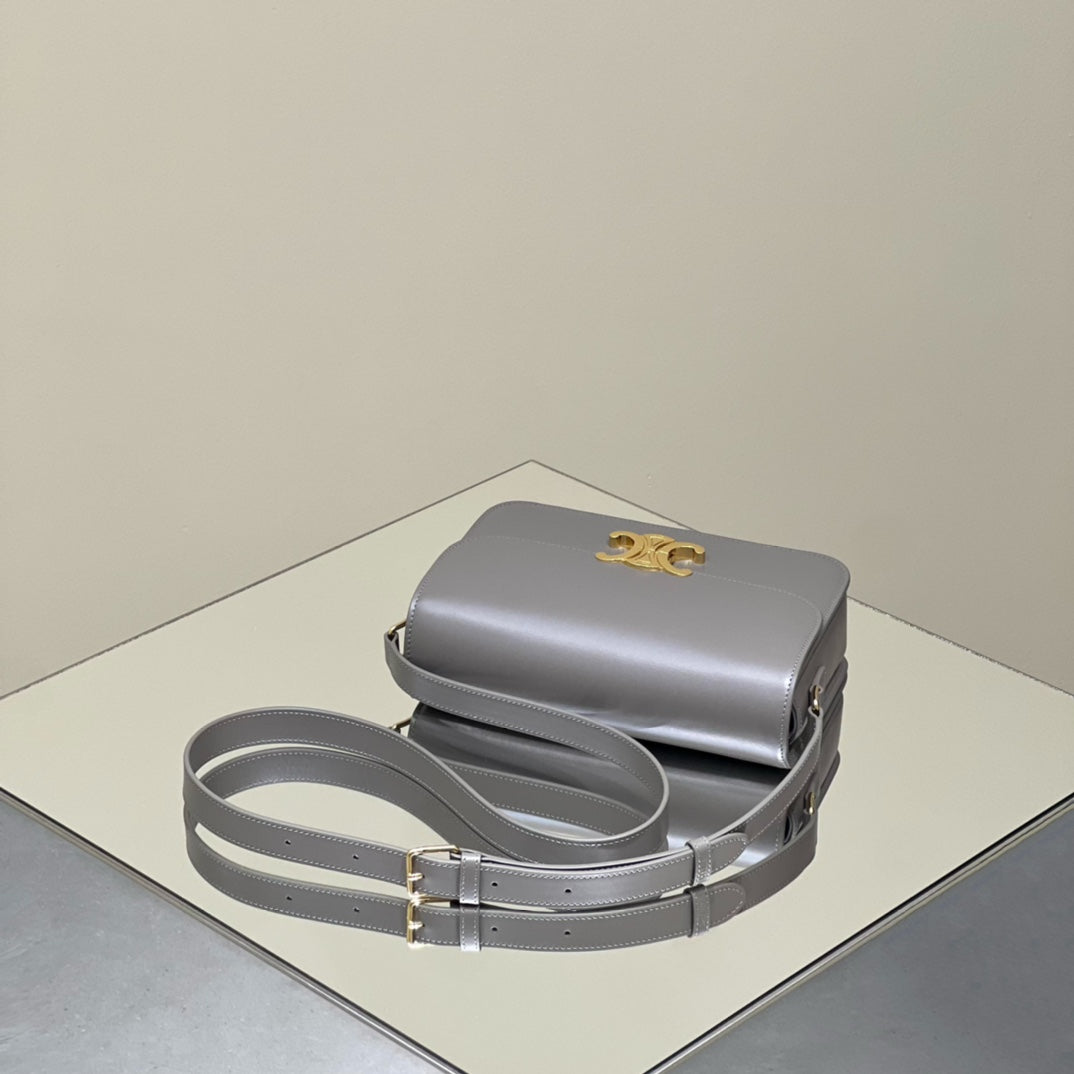 CELINE MINI CLAUDE 22 SHINY CALFSKIN SILVER
