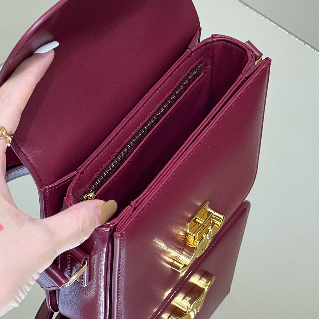 CELINE MINI CLAUDE 22 SHINY CALFSKIN FANSY PURPLE