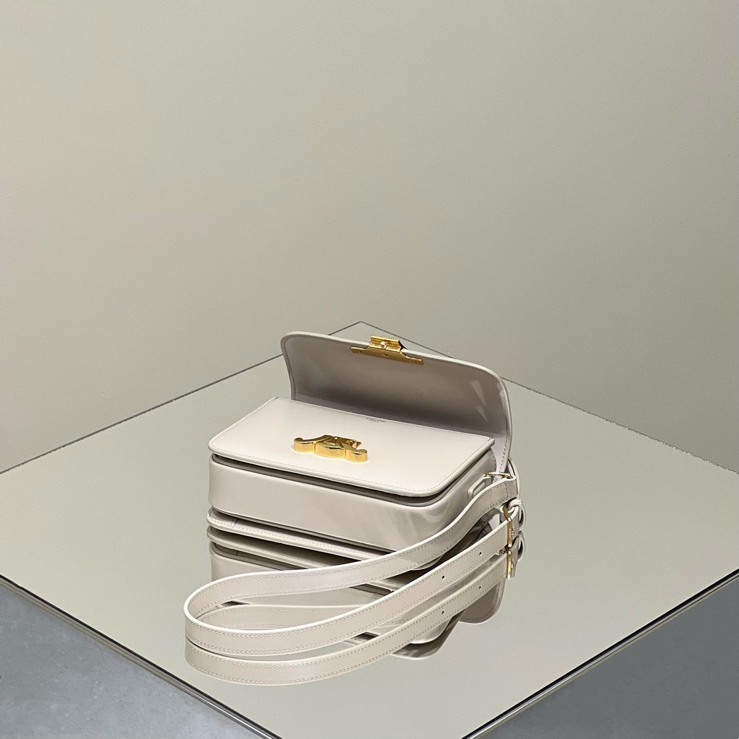 CELINE MINI CLAUDE 22 SHINY CALFSKIN WHITE