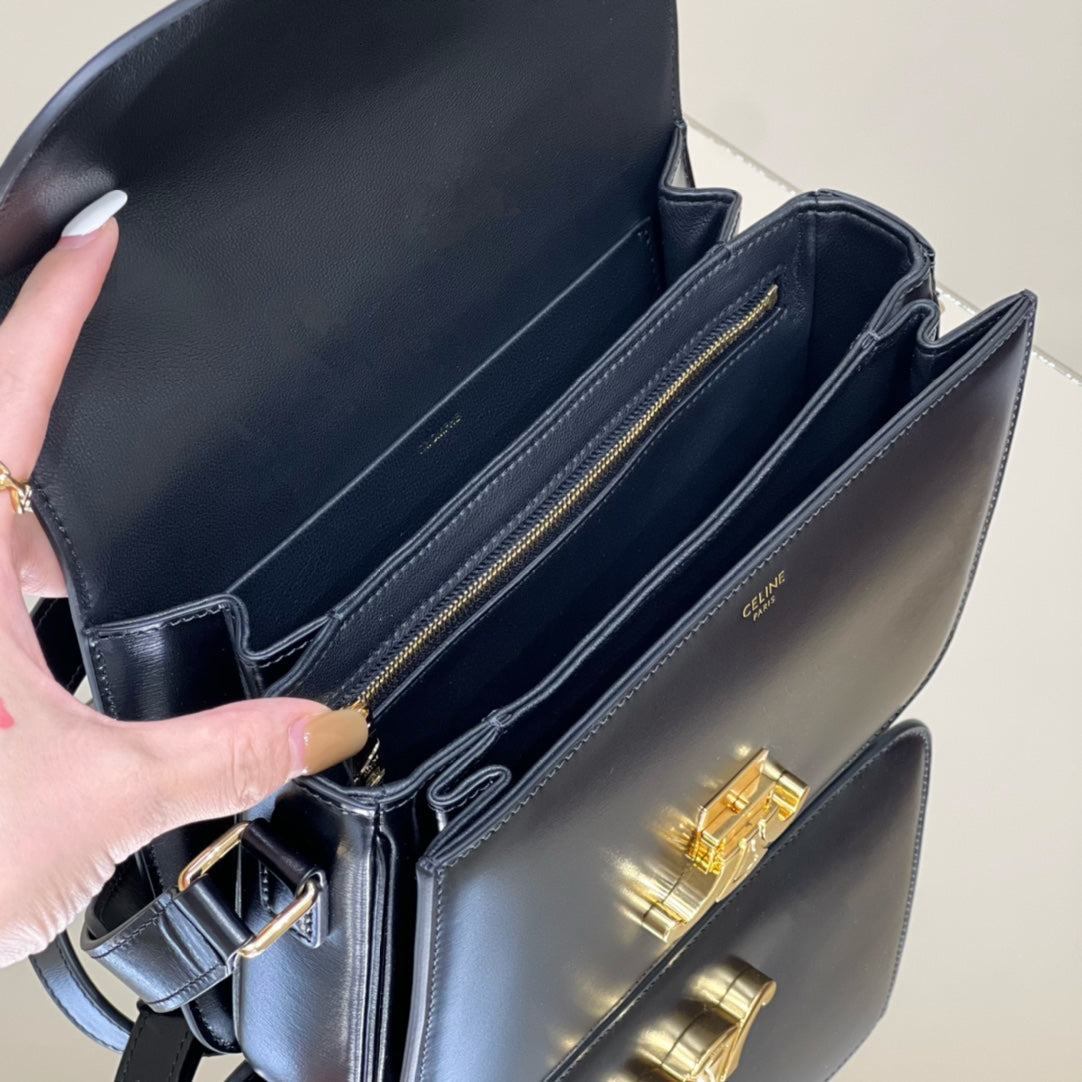 CELINE MINI CLAUDE 22 SHINY CALFSKIN BLACK