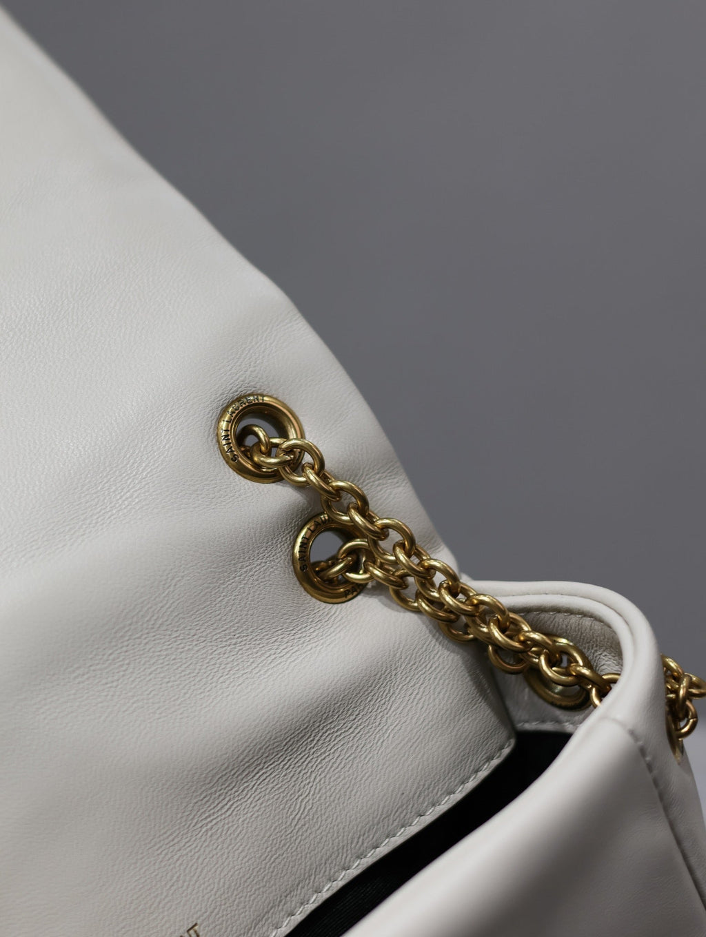 YSL 25S JAMIE MINI 20 IN BLANC VINTAGE LAMBSKIN GOLD HARDWARE