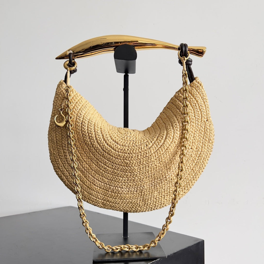 BOTTEGA VENETA SARDINE CHAIN 33 IN NATURAL RAFFIA