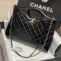CHANEL 39 LARGE SHOPPING BAG IN BLACK CALFSKIN
