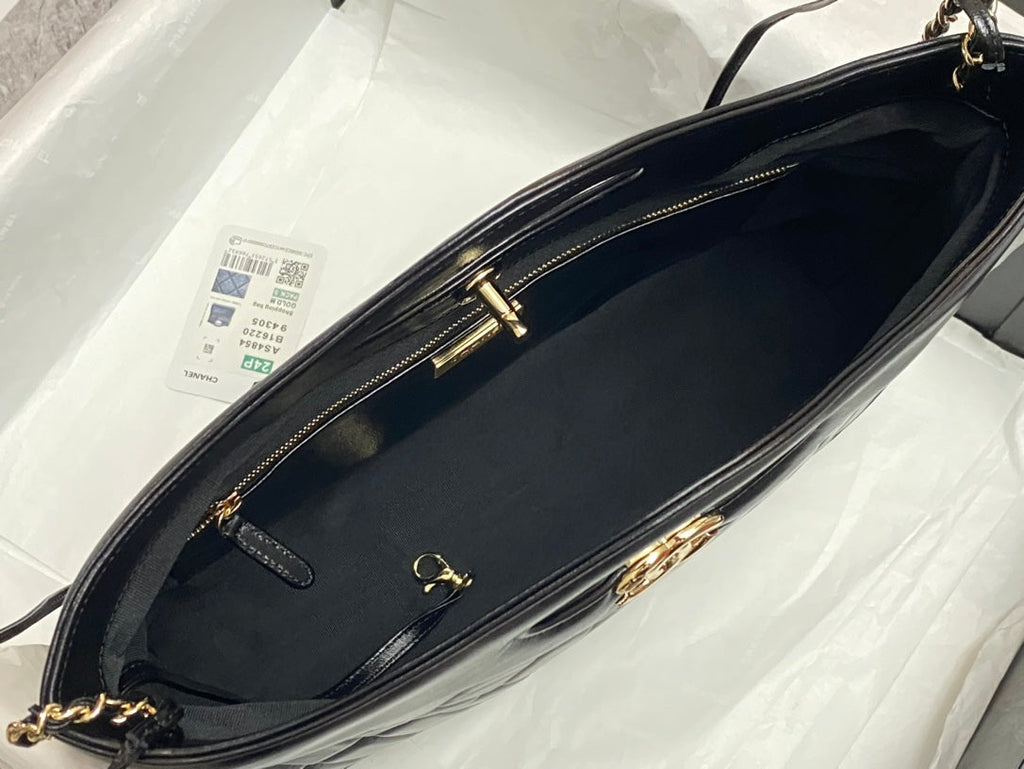 CHANEL 39 LARGE SHOPPING BAG IN BLACK CALFSKIN