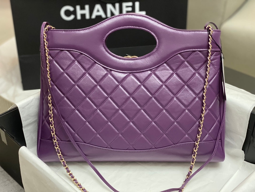 CHANEL 39 LARGE SHOPPING BAG IN VIOLET CALFSKIN