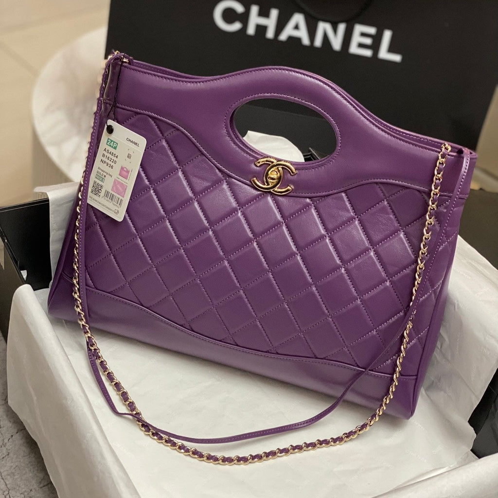 CHANEL 39 LARGE SHOPPING BAG IN VIOLET CALFSKIN