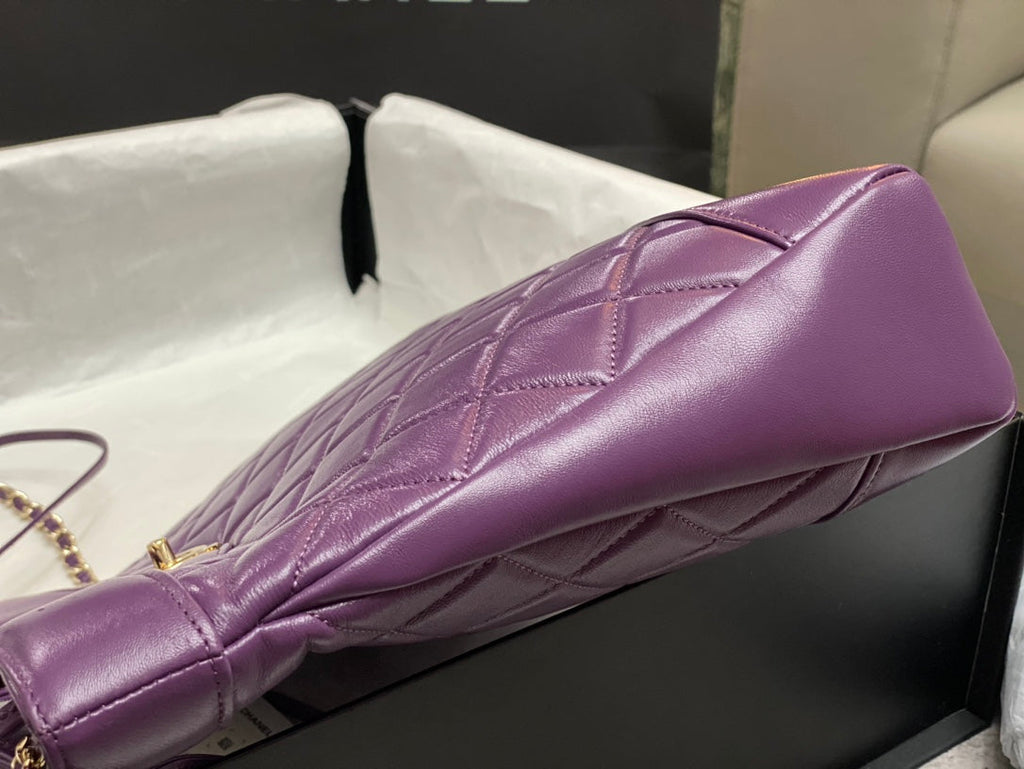 CHANEL SMALL 30 SHOPPING BAG IN VIOLET PURPLE CALFSKIN
