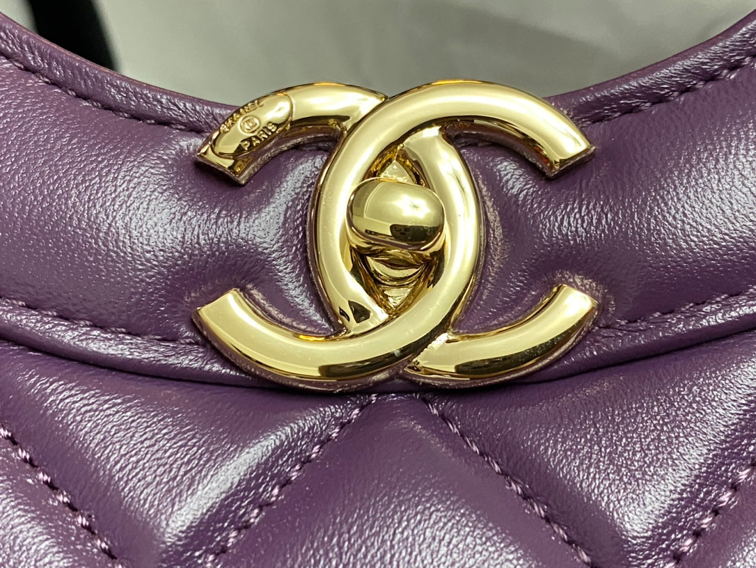 CHANEL SMALL 30 SHOPPING BAG IN VIOLET PURPLE CALFSKIN