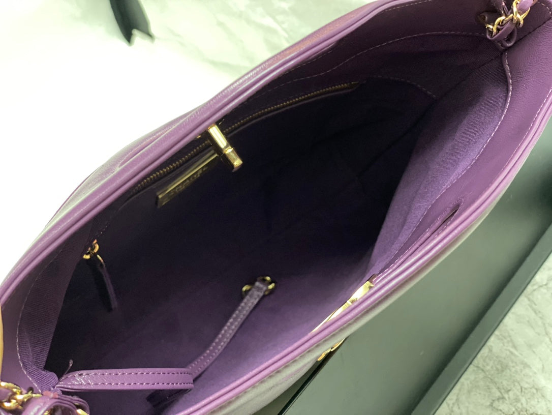 CHANEL SMALL 30 SHOPPING BAG IN VIOLET PURPLE CALFSKIN