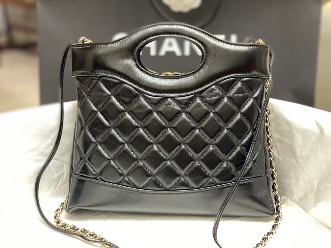 CHANEL MINI 23 SHOPPING BAG IN BLACK CALFSKIN