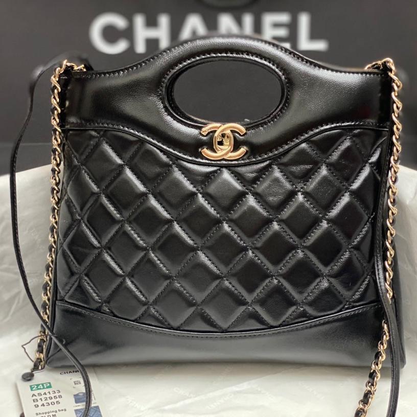 CHANEL MINI 23 SHOPPING BAG IN BLACK CALFSKIN