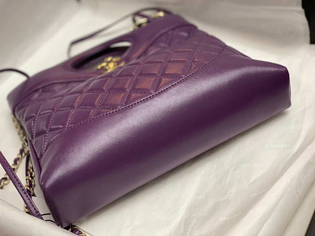 CHANEL MINI 23 SHOPPING BAG IN VIOLET PURPLE CALFSKIN