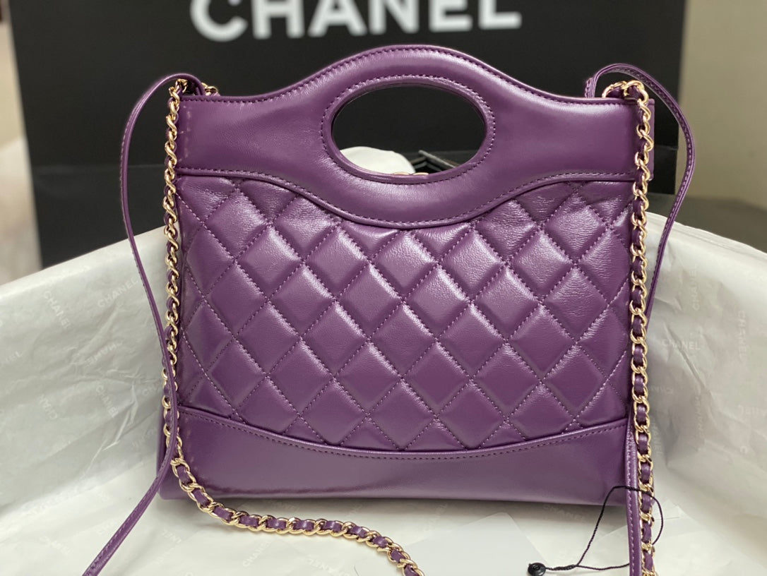 CHANEL MINI 23 SHOPPING BAG IN VIOLET PURPLE CALFSKIN