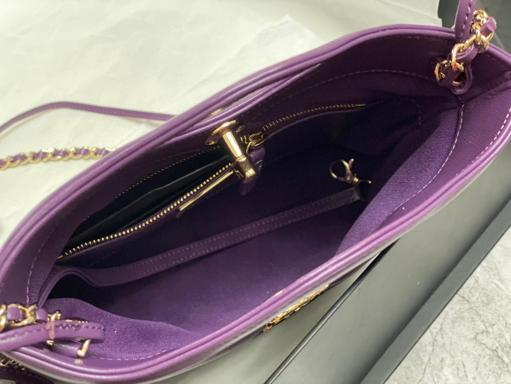 CHANEL MINI 23 SHOPPING BAG IN VIOLET PURPLE CALFSKIN