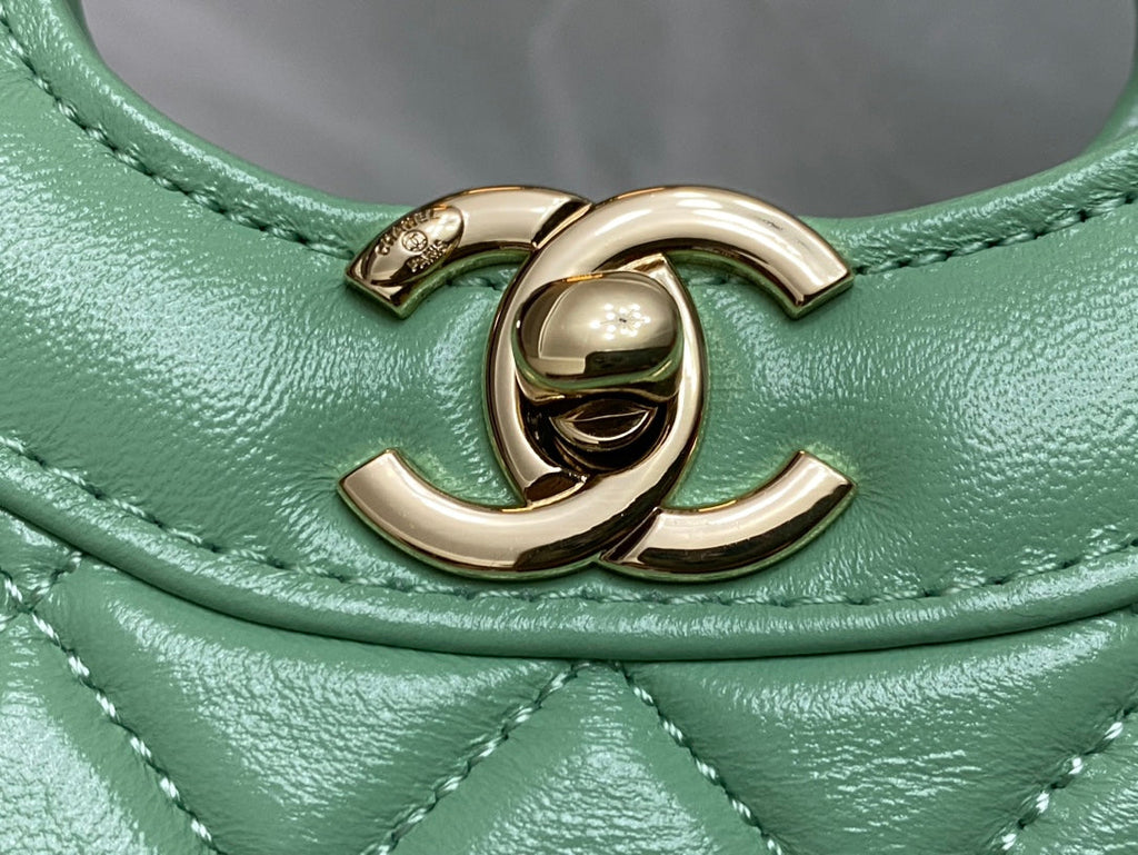 CHANEL MINI 23 SHOPPING BAG IN GREEN MINT CALFSKIN