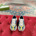 GUCCI RHYTON TRAINER LIGHT BROWN AND LEMON CALFSKIN