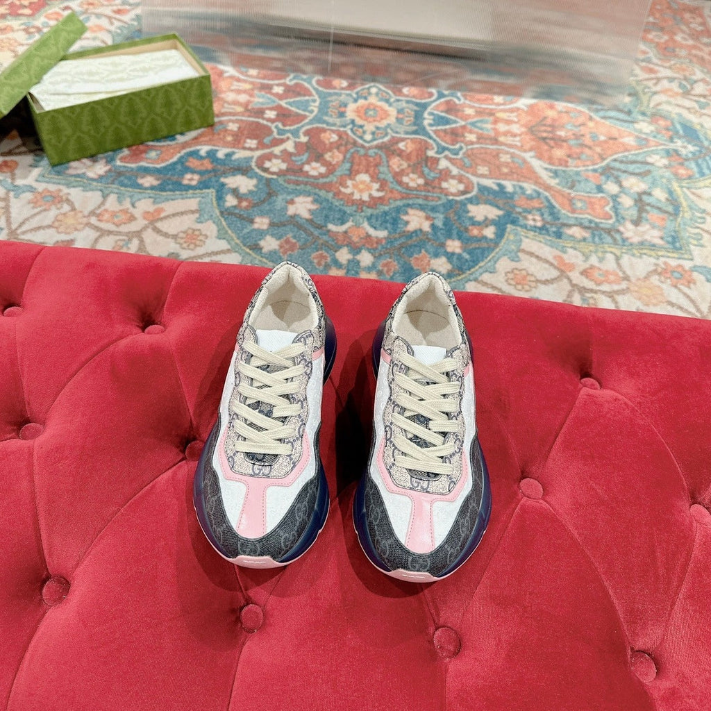GUCCI RHYTON TRAINER CHARCOAL AND WHITE CALFSKIN