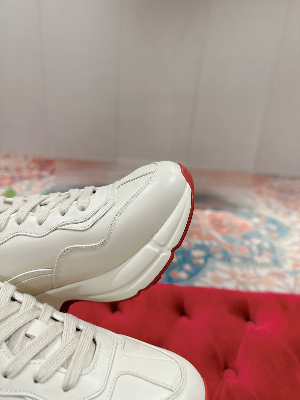 GUCCI RHYTON TRAINER WHITE CALFSKIN WITH DOREMON MOTIF