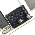 CHANEL SMALL 17 FLAP BAG IN BLACK CALFSKIN