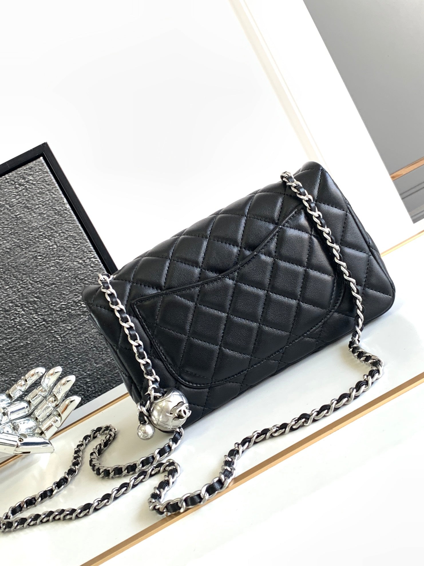CHANEL SMALL 20 FLAP BAG IN BLACK CALFSKIN