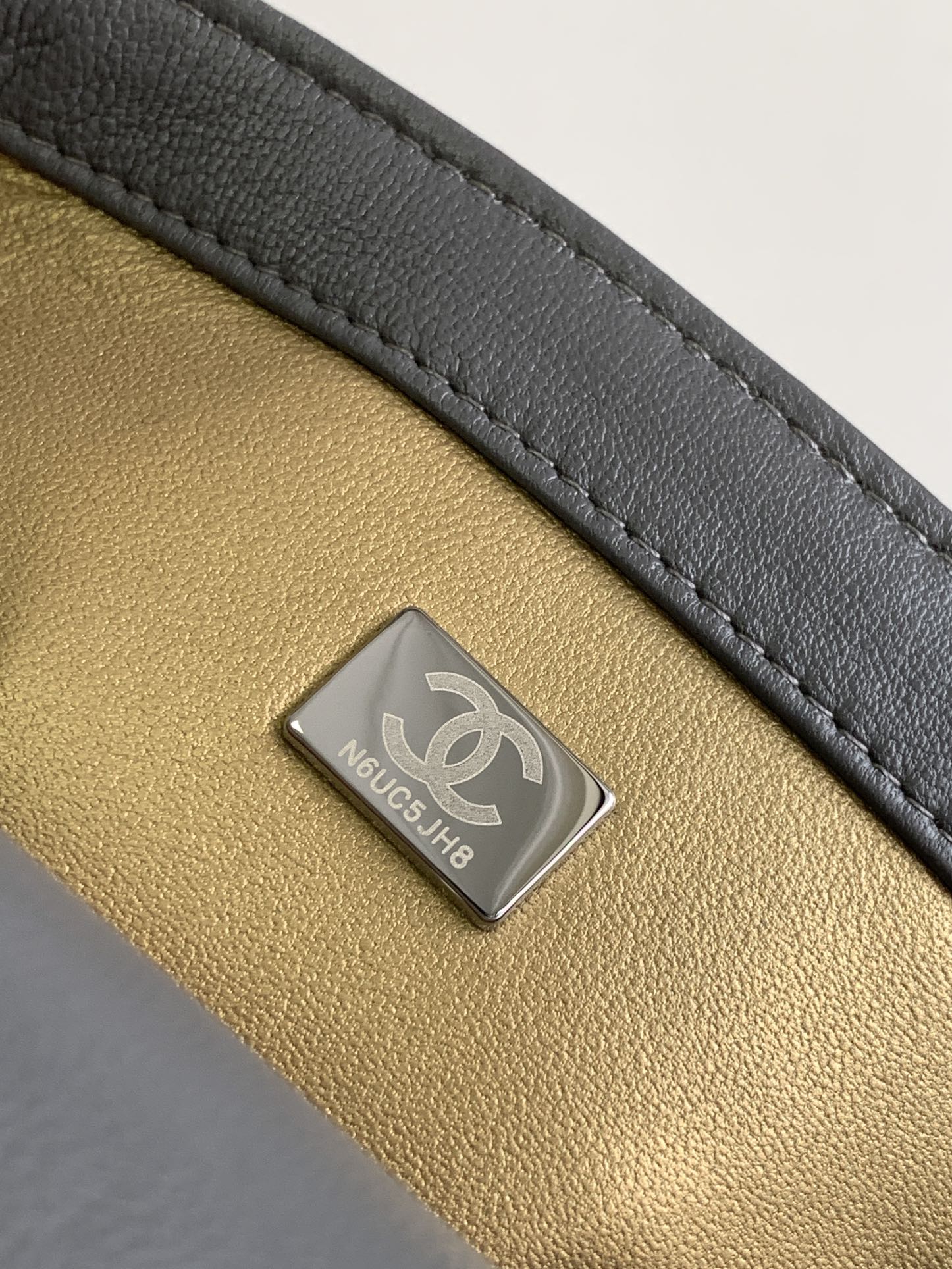CHANEL MINI 20 FLAP BAG IN DARK GREY CALFSKIN